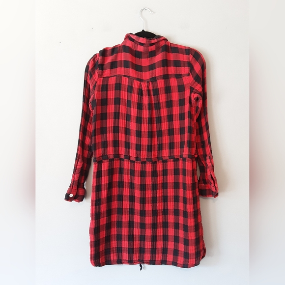 Gap Buffalo Plaid Shirt Dress w/ Waist Tie - Picture 4 of 6